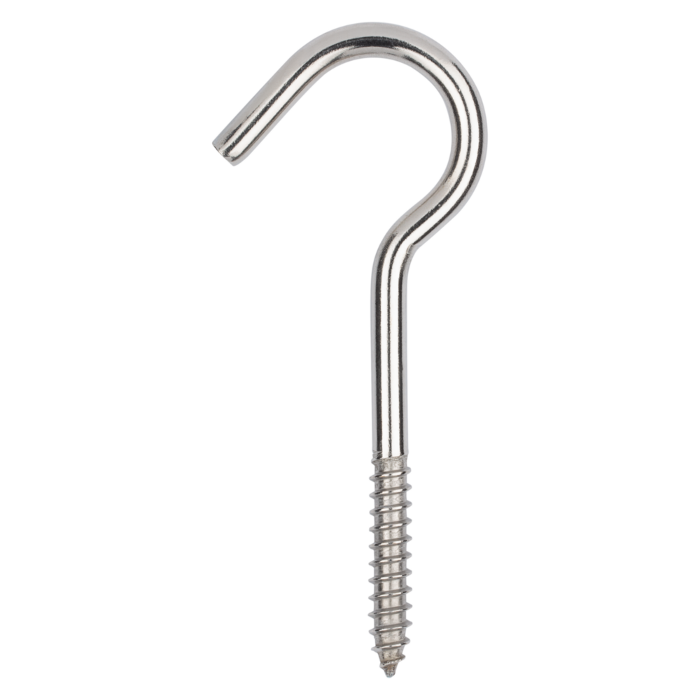 Stainless steel screw hook with threaded end for durable fastening in hardware, hooks, and home improvement under $50