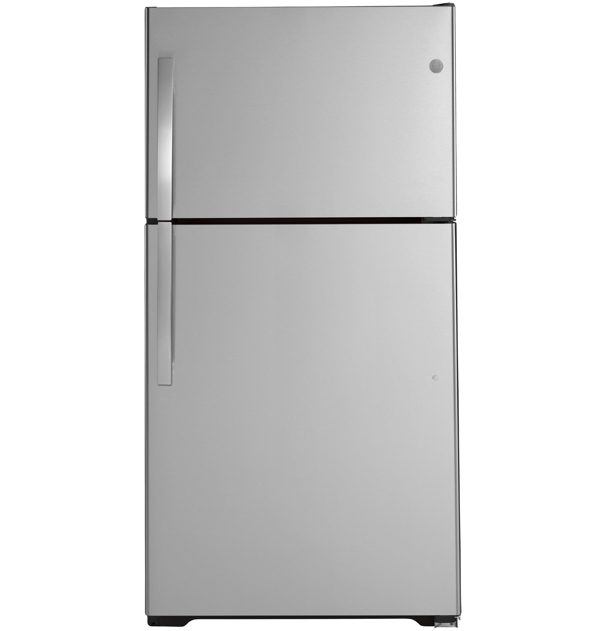 Front view of stainless steel top-freezer refrigerator in Refrigerators and Kitchen & Kitchenware collections
