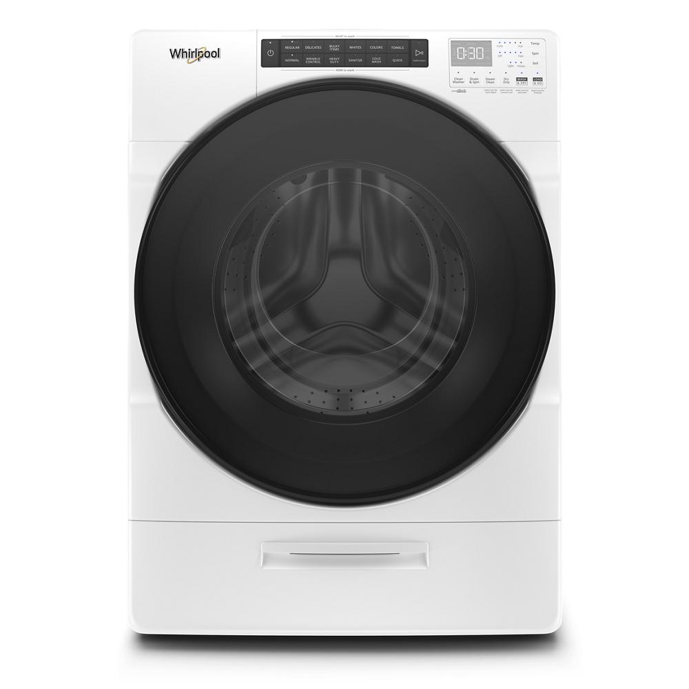 Front load ventless washer dryer combo in white with large black door and digital control panel in washer/dryer combos collection