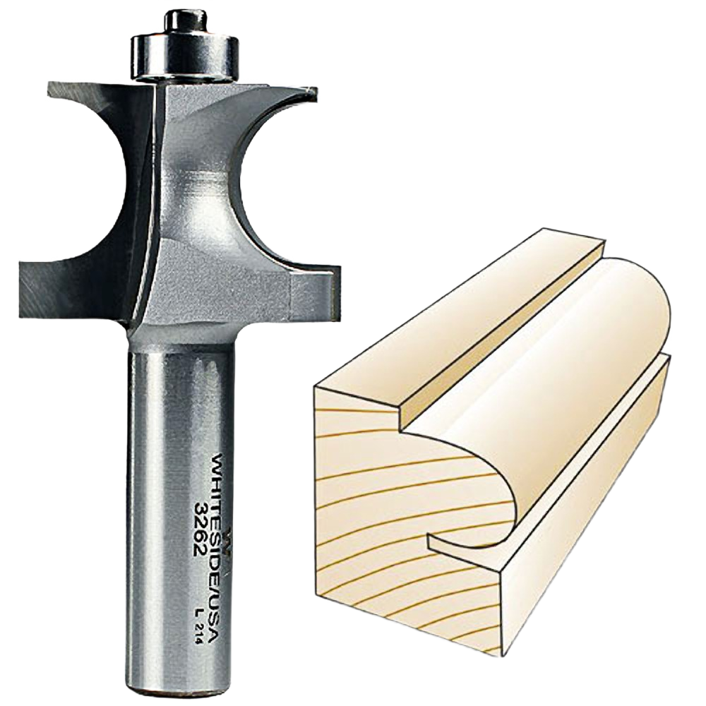 Carbide-tipped Whiteside 3262 edge beading router bit with decorative wood edge profile for tool accessories and home improvement