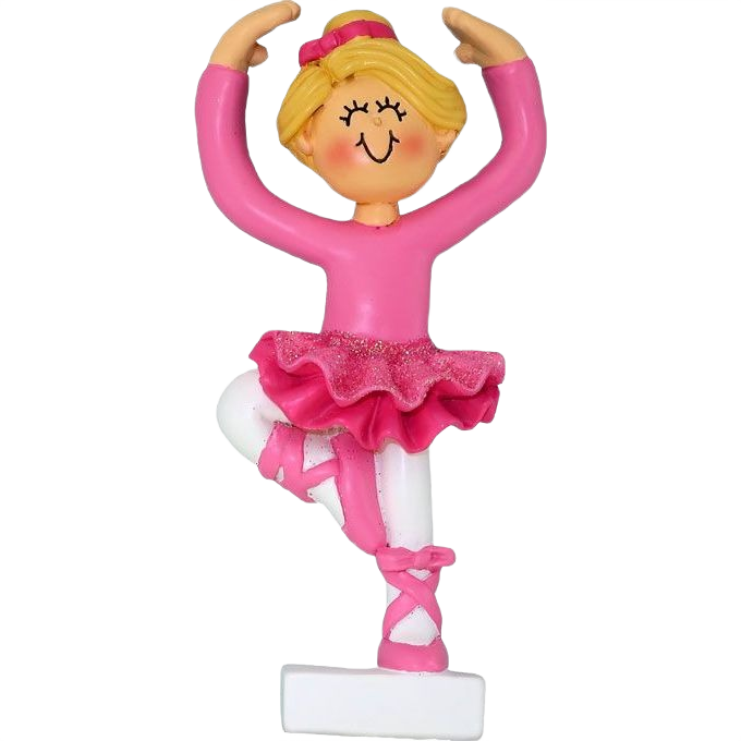 Blonde ballerina ornament in pink tutu and ballet slippers perfect for Christmas Ornaments & Tree Decorations collection