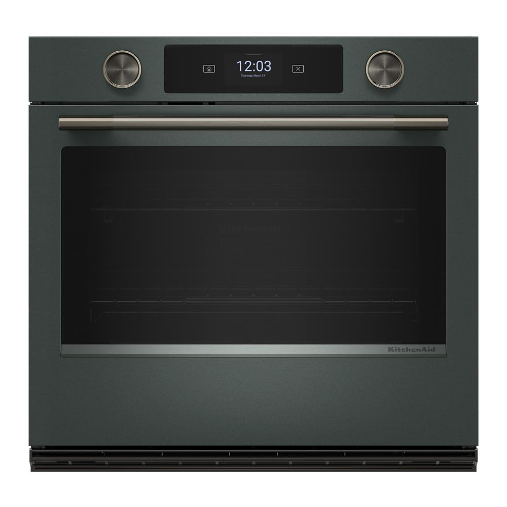 30-inch smart electric single wall oven in juniper with backlit knobs and LED touchscreen from KitchenAid collection