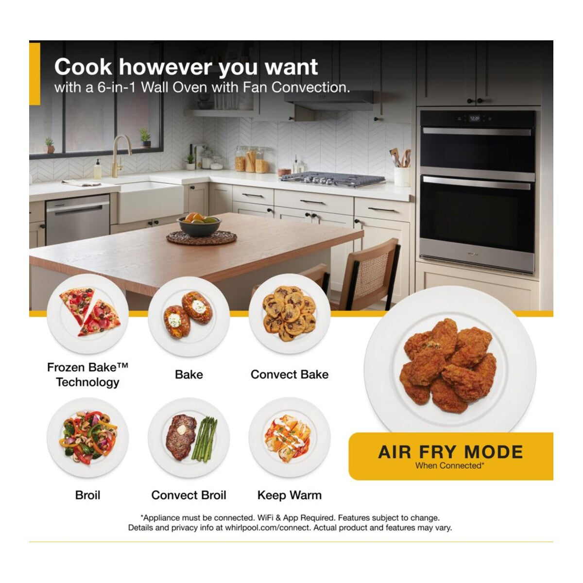 6.4 Total Cu. Ft. Combo Wall Oven with Air Fry When Connected