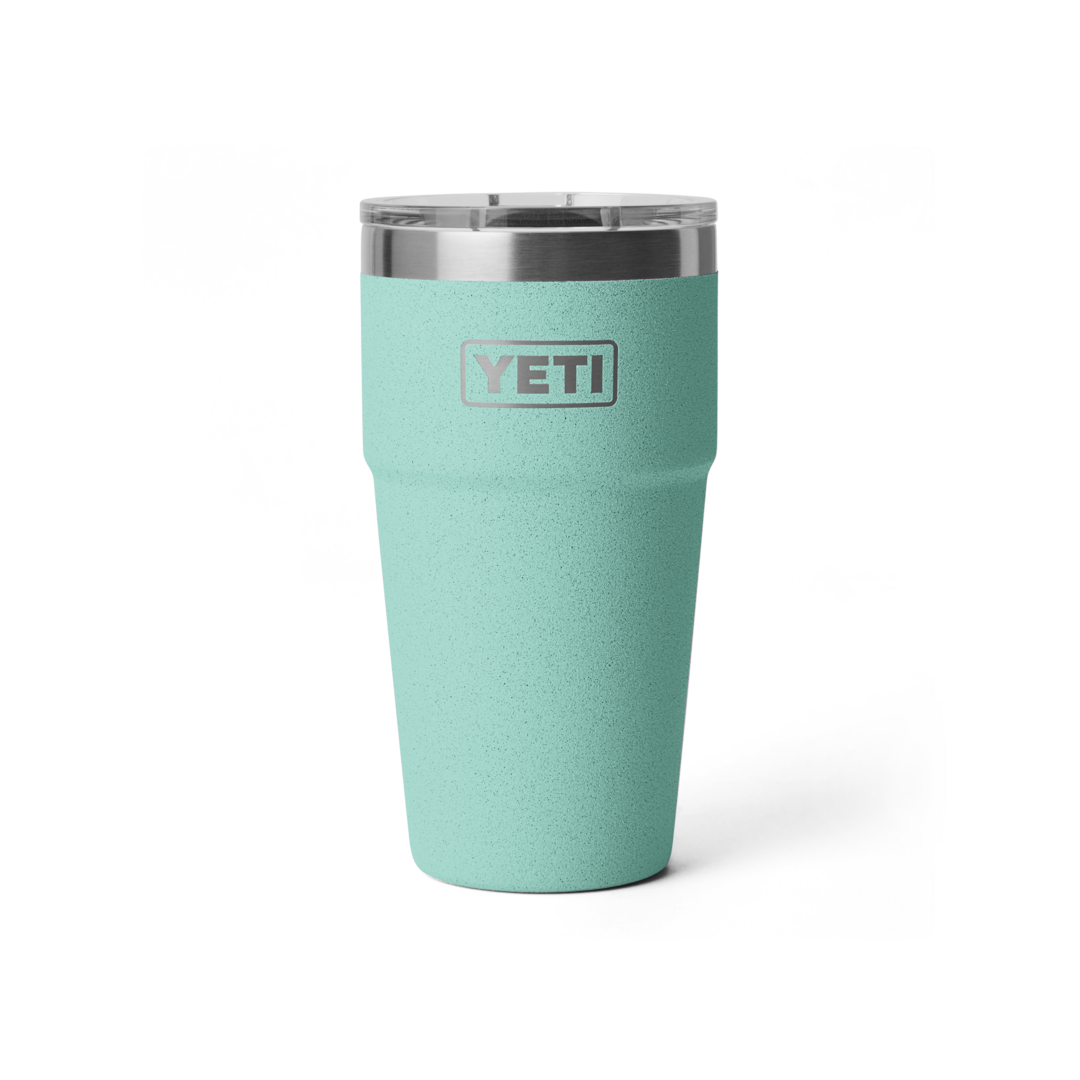 Light teal 20 oz stackable cup with stainless steel rim and clear lid for drinkware and kitchenware collections
