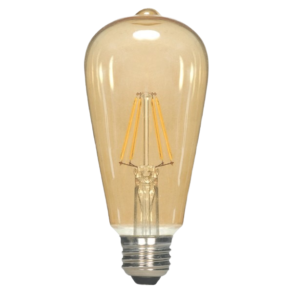 Amber tinted LED bulb with medium base and vintage ST19 shape for warm home lighting and decor collections