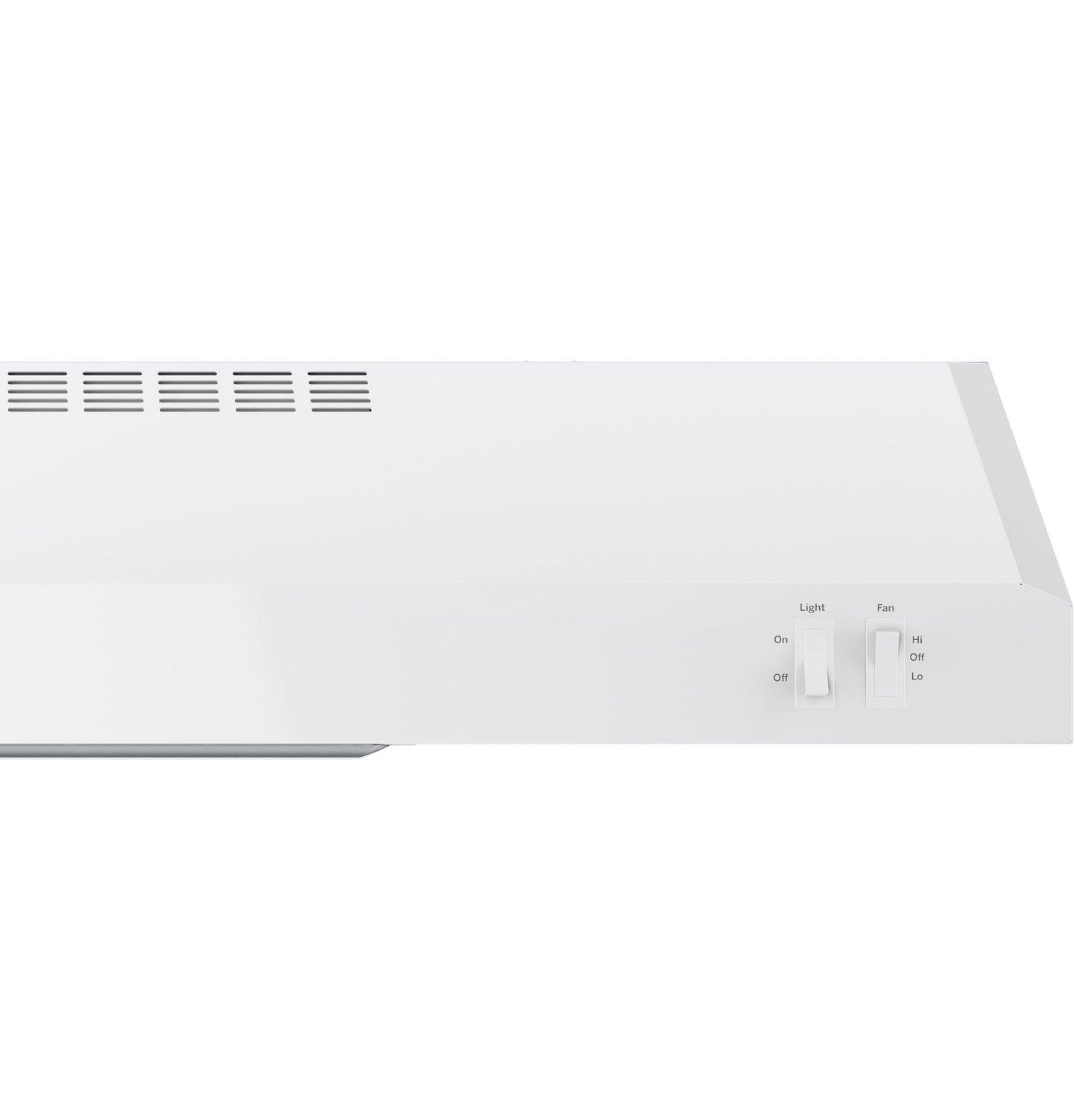 White under-cabinet hood with vents and dual slide controls from Range Hoods and Kitchen & Kitchenware collections