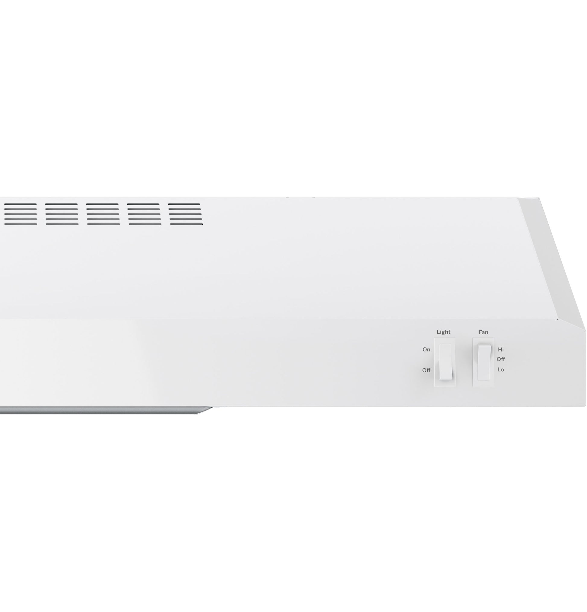 White under-cabinet hood with vents and dual slide controls from Range Hoods and Kitchen & Kitchenware collections