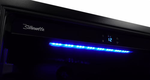 Interior control panel with blue LED light and digital temperature display in kitchen appliances collection