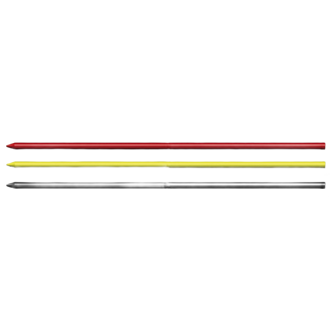 Three pre-sharpened colored refill leads in red, yellow, and graphite for measuring and woodworking tools collections
