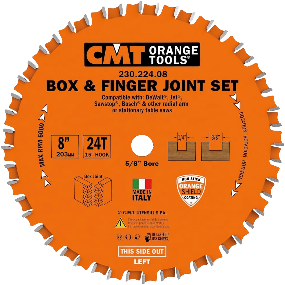 CMT Orange Tools 8" 24T Box & Finger Joint Blade Set