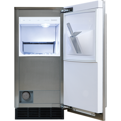 15-inch panel-ready ice maker with pump, stainless steel design for home improvement and kitchen installation