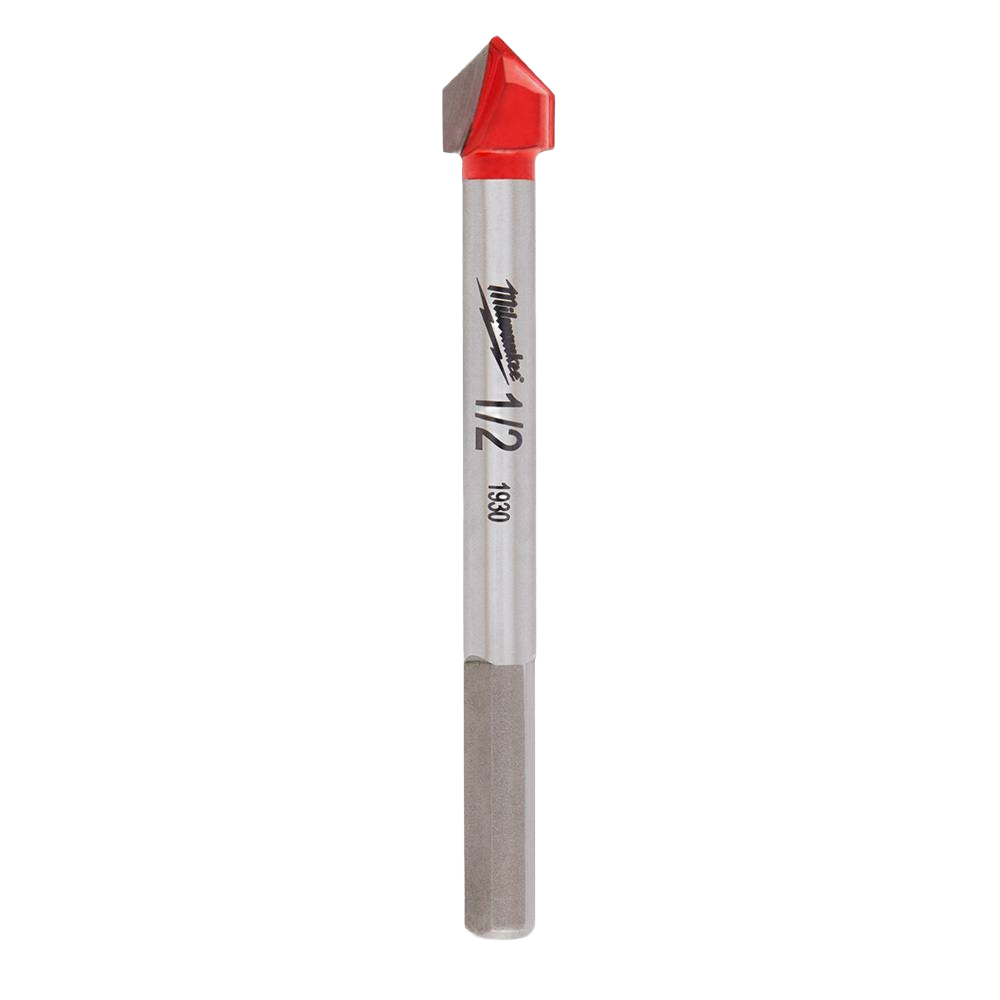 Milwaukee 1/2" glass and tile drill bit with carbide tip for precise drilling in home improvement tool accessories