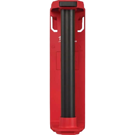 Red and black modular roll holder accessory for tool storage and organization in workshop and garage spaces