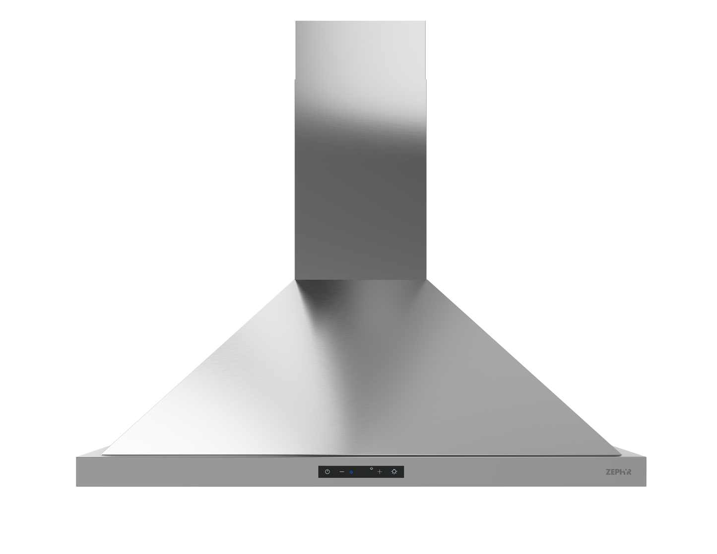Modern stainless steel chimney hood with digital control panel from Over the Range Hoods collection