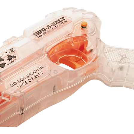 Clear plastic fly zapper gun with orange trigger for safe insect control in lawn and garden use