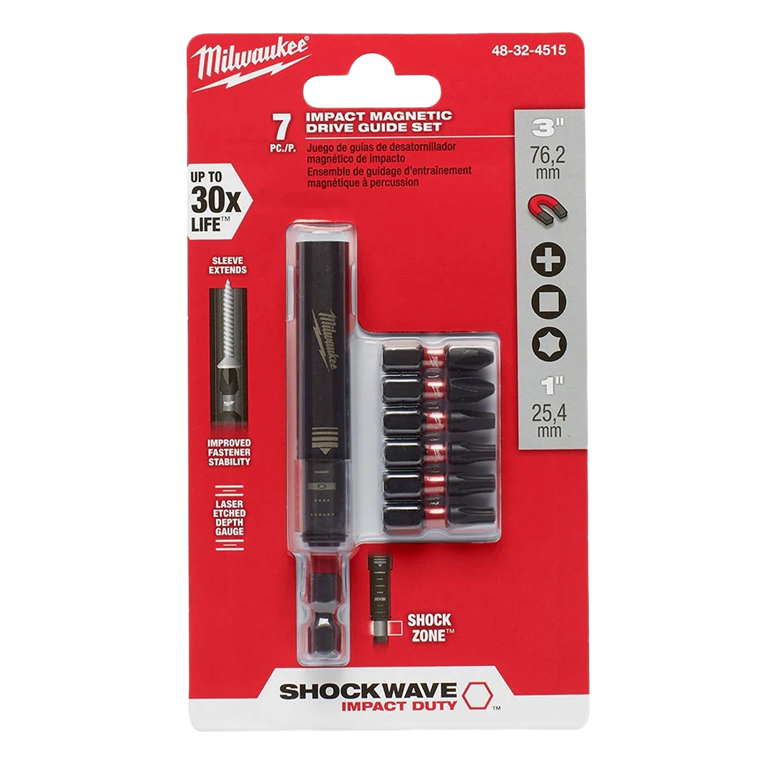 Milwaukee 7-piece impact magnetic drive guide set with shock zone technology in power tool accessories under $50 collection