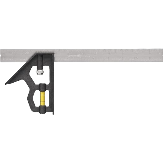12-inch satin steel combination square with Polycast head and built-in level for woodworking and measuring tools collections