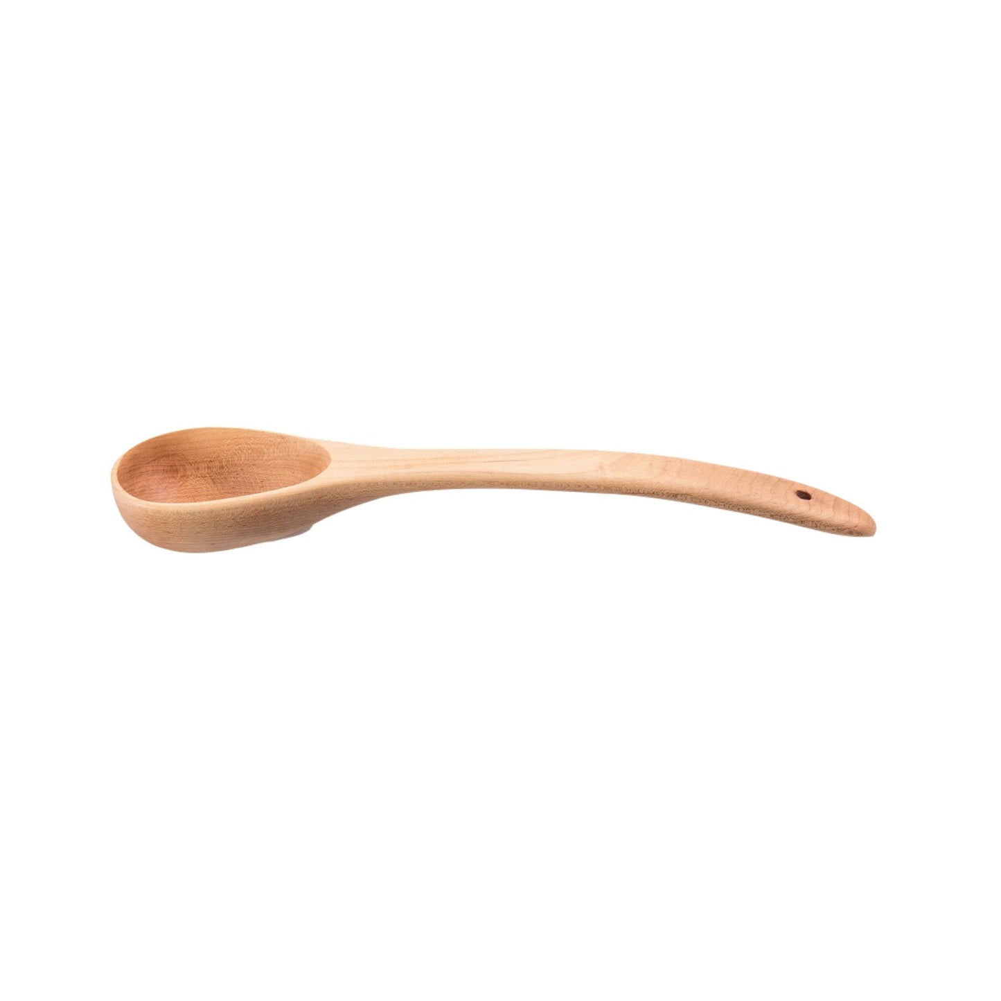Handcrafted solid American Hard Maple wooden spoon with hanging hole for cooking and kitchenware under $50
