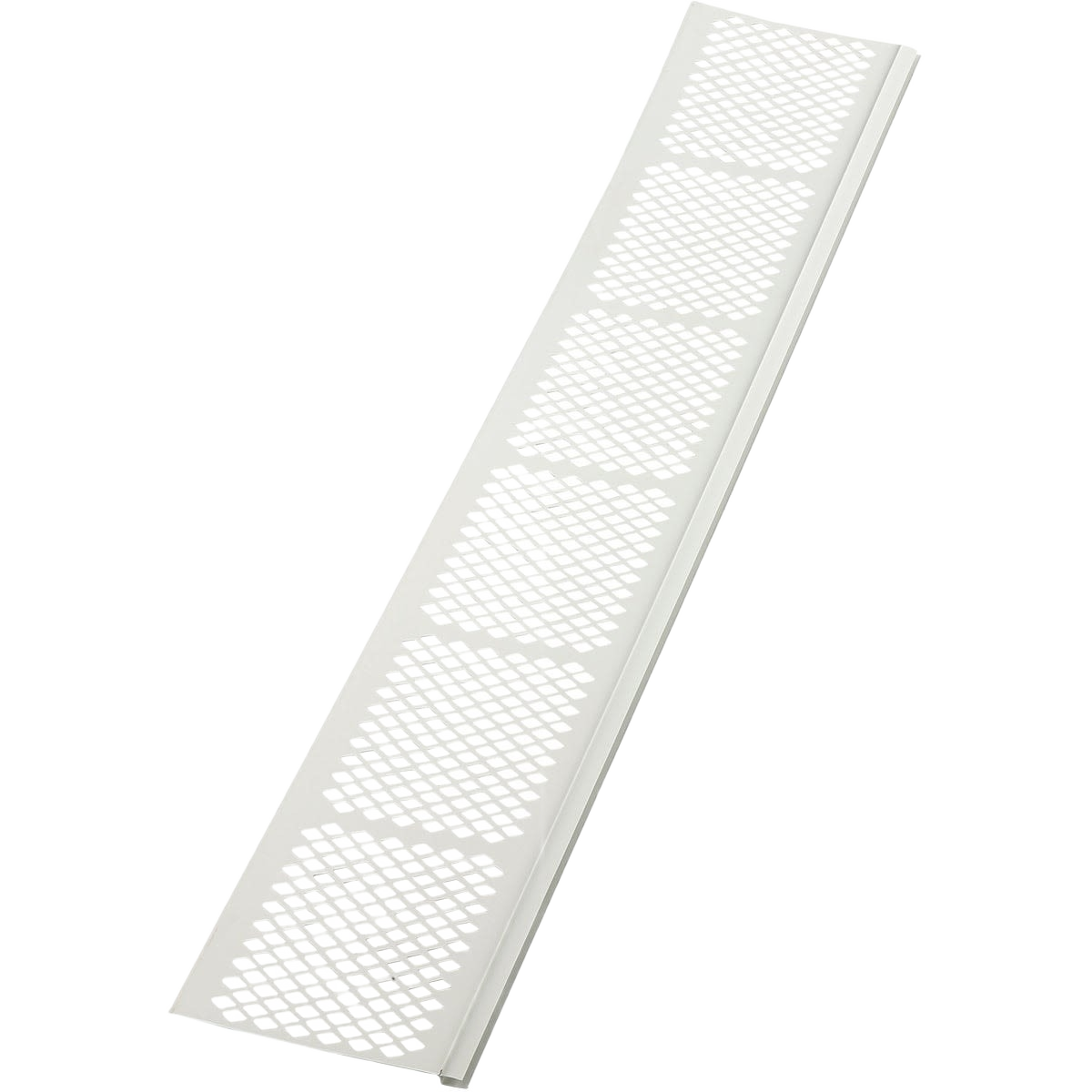 White vinyl gutter guard panel with diamond-shaped perforations for home improvement and roofing maintenance tasks
