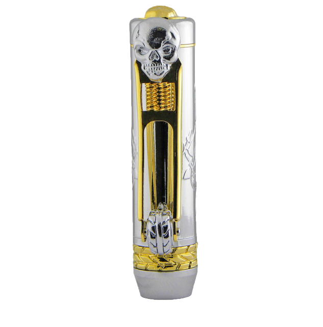 Silver and gold pen with skull and motorcycle design in woodworking tool accessories under $50 collections