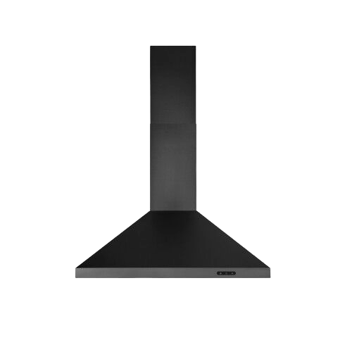 Black pyramidal chimney range hood with sleek modern design from kitchen appliances collection