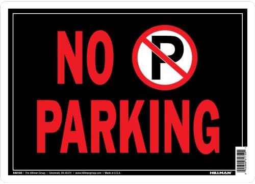 Black and red no parking sign with symbol for home improvement and hardware use under $50 collection