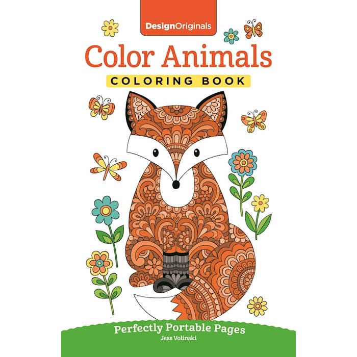 Intricate fox illustration with floral and butterfly designs from a color animals creative coloring book cover