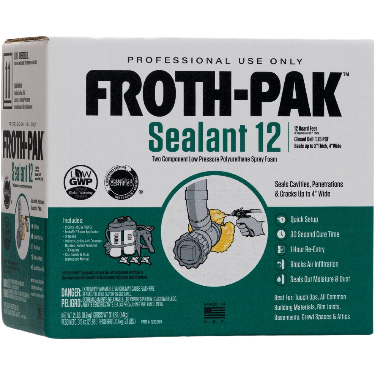 Boxed Froth-Pak two-component polyurethane foam sealant kit for insulation and sealing in home improvement collections