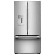Sleek stainless steel French door refrigerator with bottom freezer drawer and external water dispenser, part of KitchenAid appliances collections in Refrigerators and Kitchen & Kitchenware categories.
