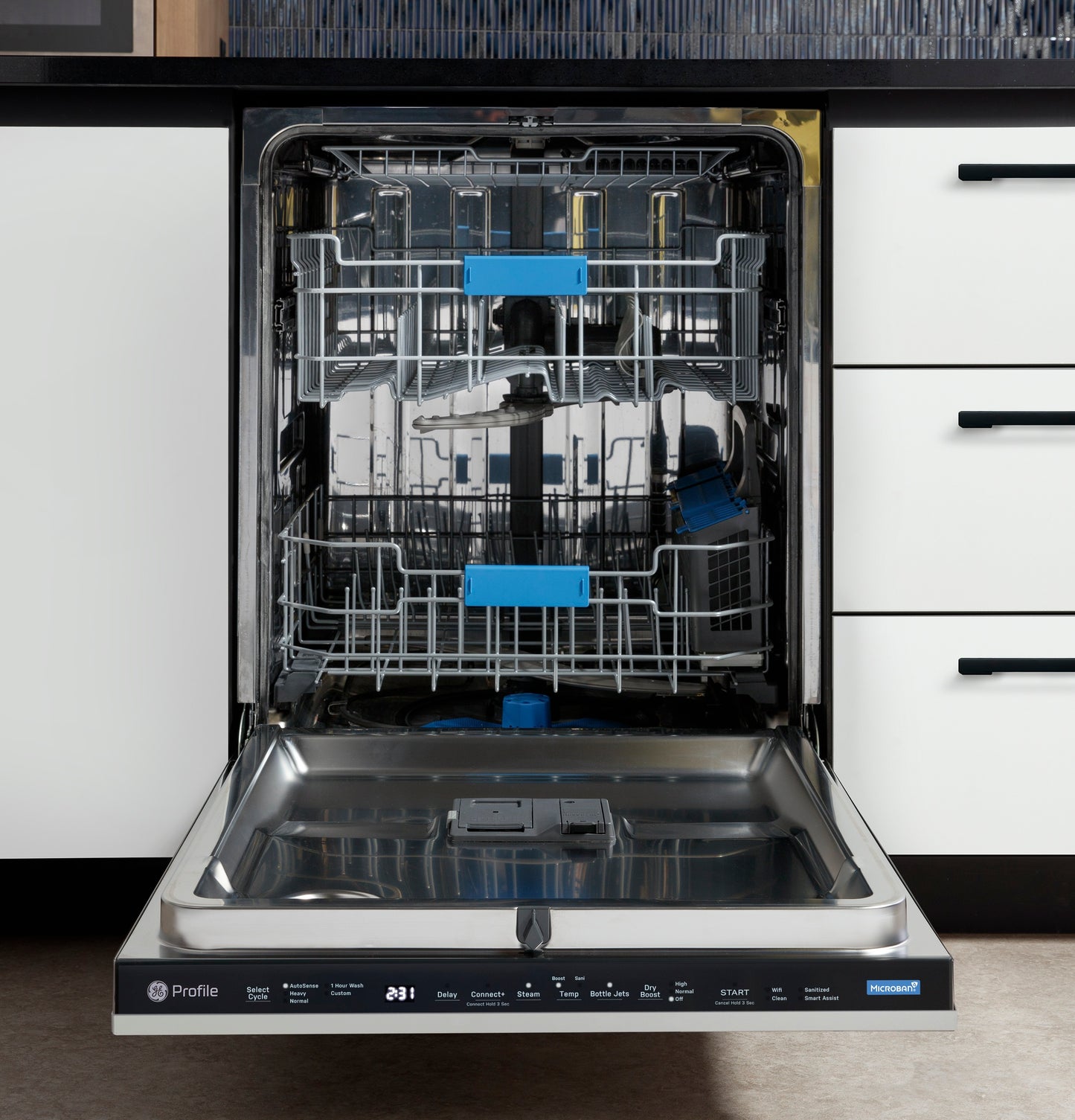 GE Profile™ ENERGY STAR® Panel-Ready Top Control Stainless Interior Dishwasher with Microban™ Antimicrobial Technology
