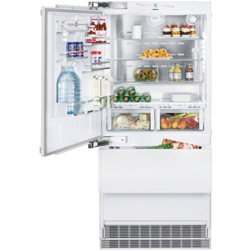 Built-in 36" refrigerator-freezer with left hinge, organized shelves, and BioFresh drawers in Refrigerators collection