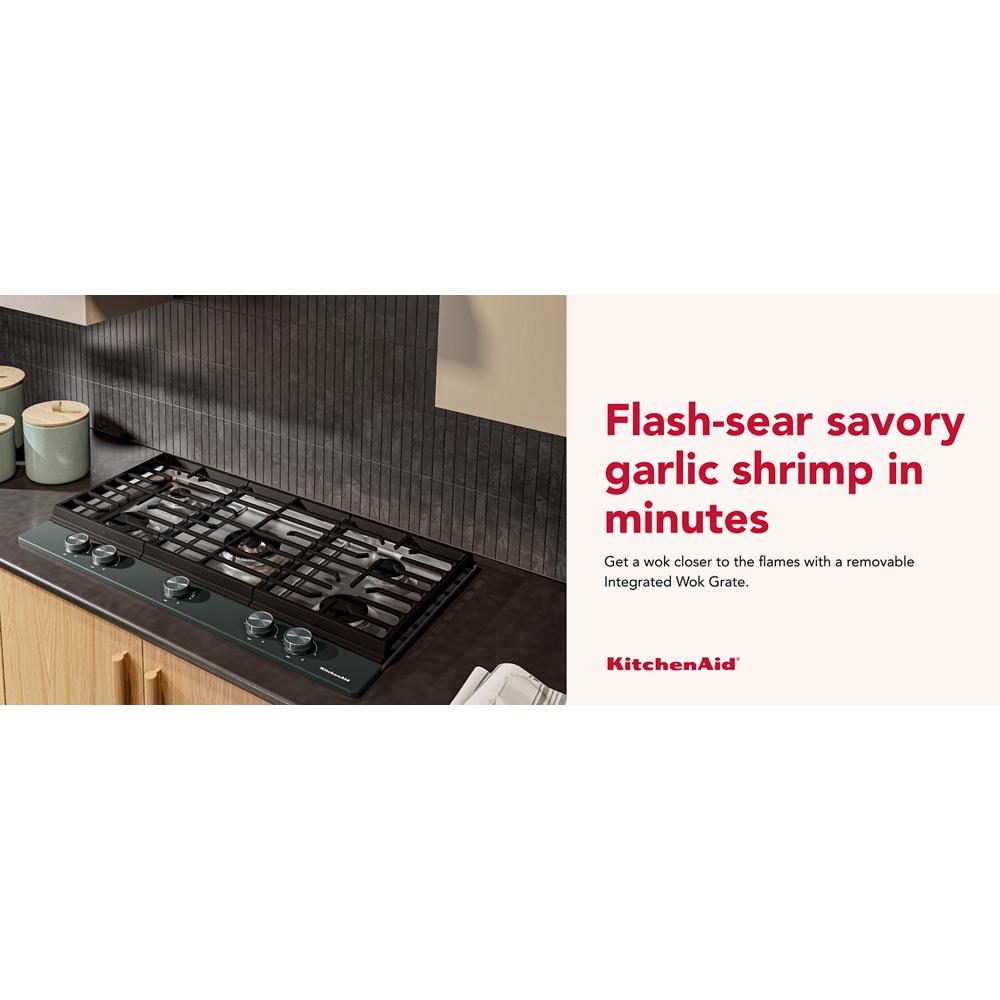 KitchenAid® 36  in. Gas Cooktop with 5 Burners and Integrated Wok Grate