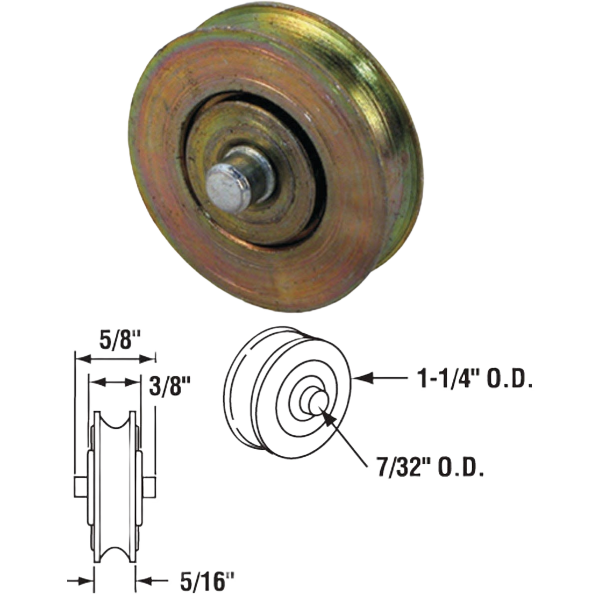 Steel ball bearing patio door roller with concave edges and metallic finish in hardware and home improvement collections.