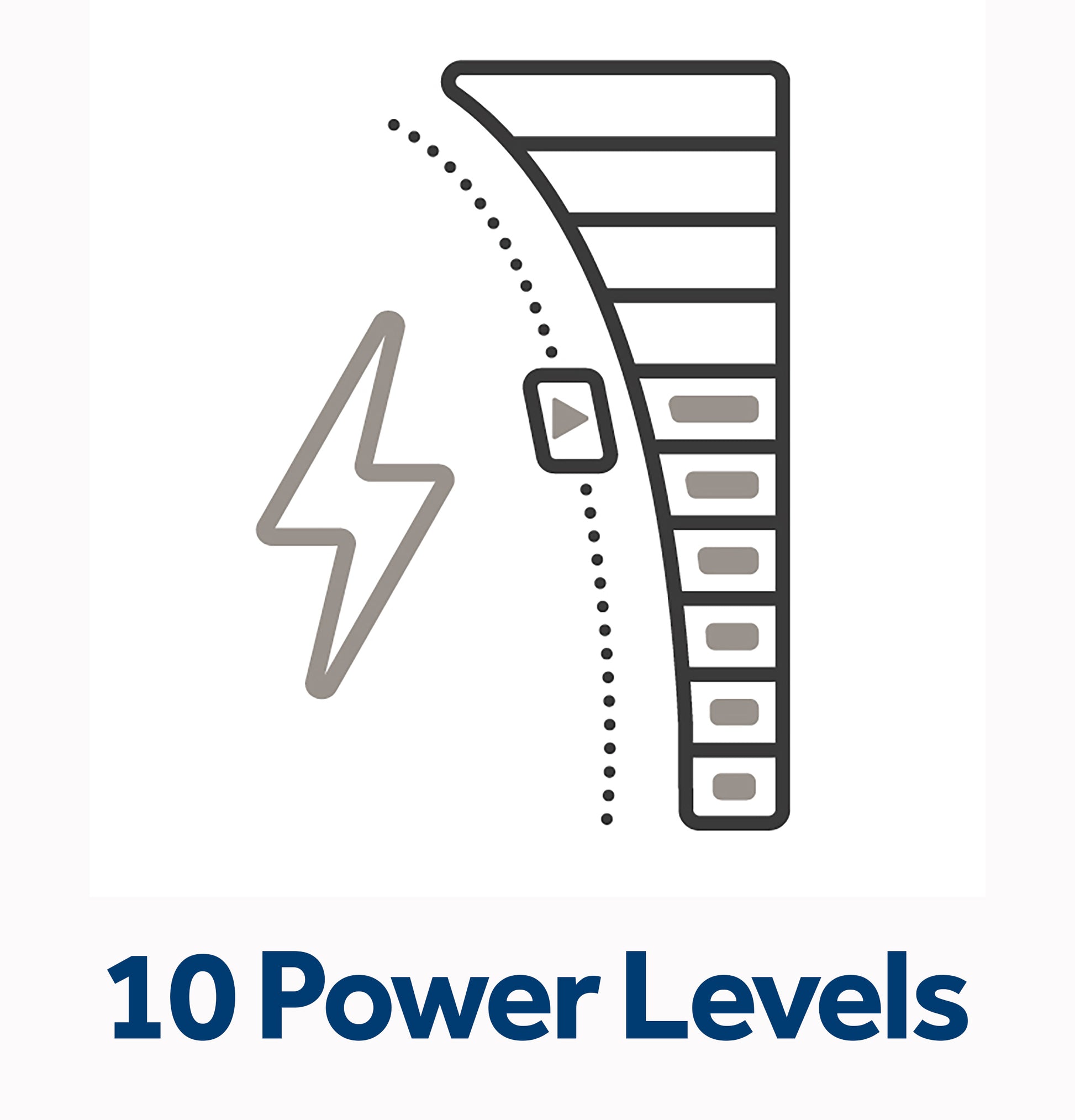 Icon showing adjustable power levels with a lightning bolt and control bars for over the range microwaves collection