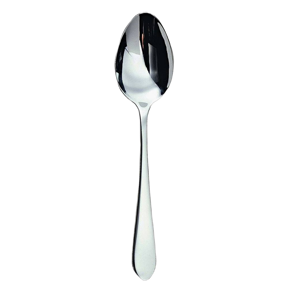 Polished stainless steel dinner spoon with smooth curved handle, part of kitchenware and flatware collections under $50