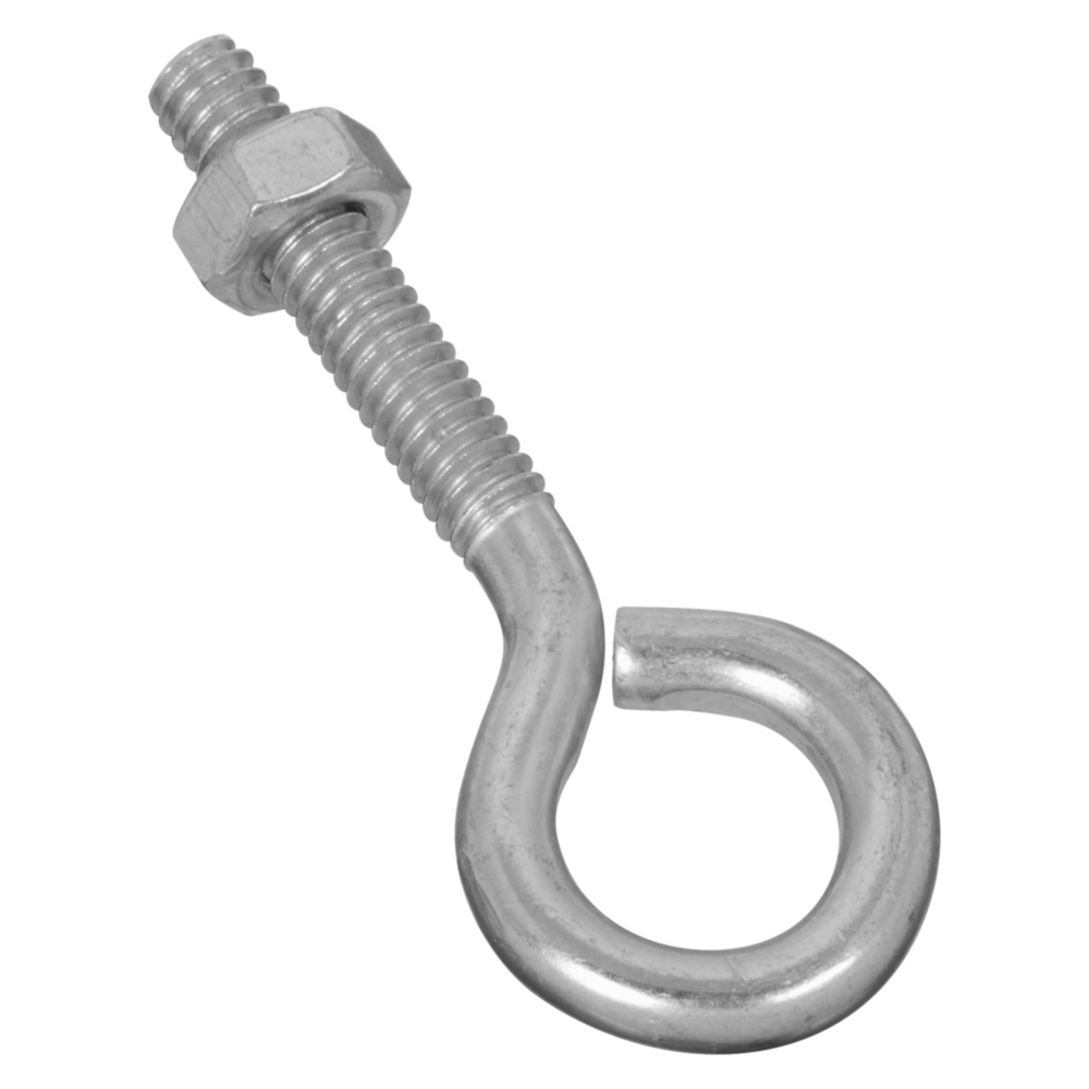 Zinc-plated 1/4 by 2-1/2 inch eye bolt with hex nut for hardware, fasteners, and home improvement under $50 collections