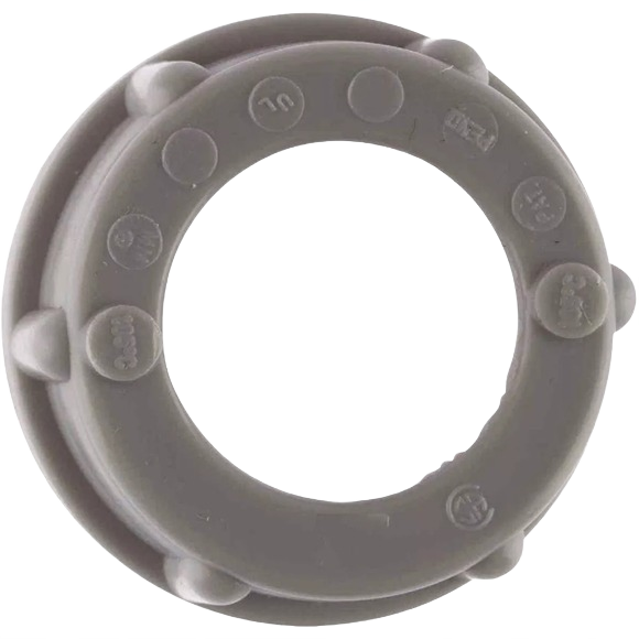 Gray plastic insulating conduit bushing for electrical conduit fittings in home improvement and electrical collections
