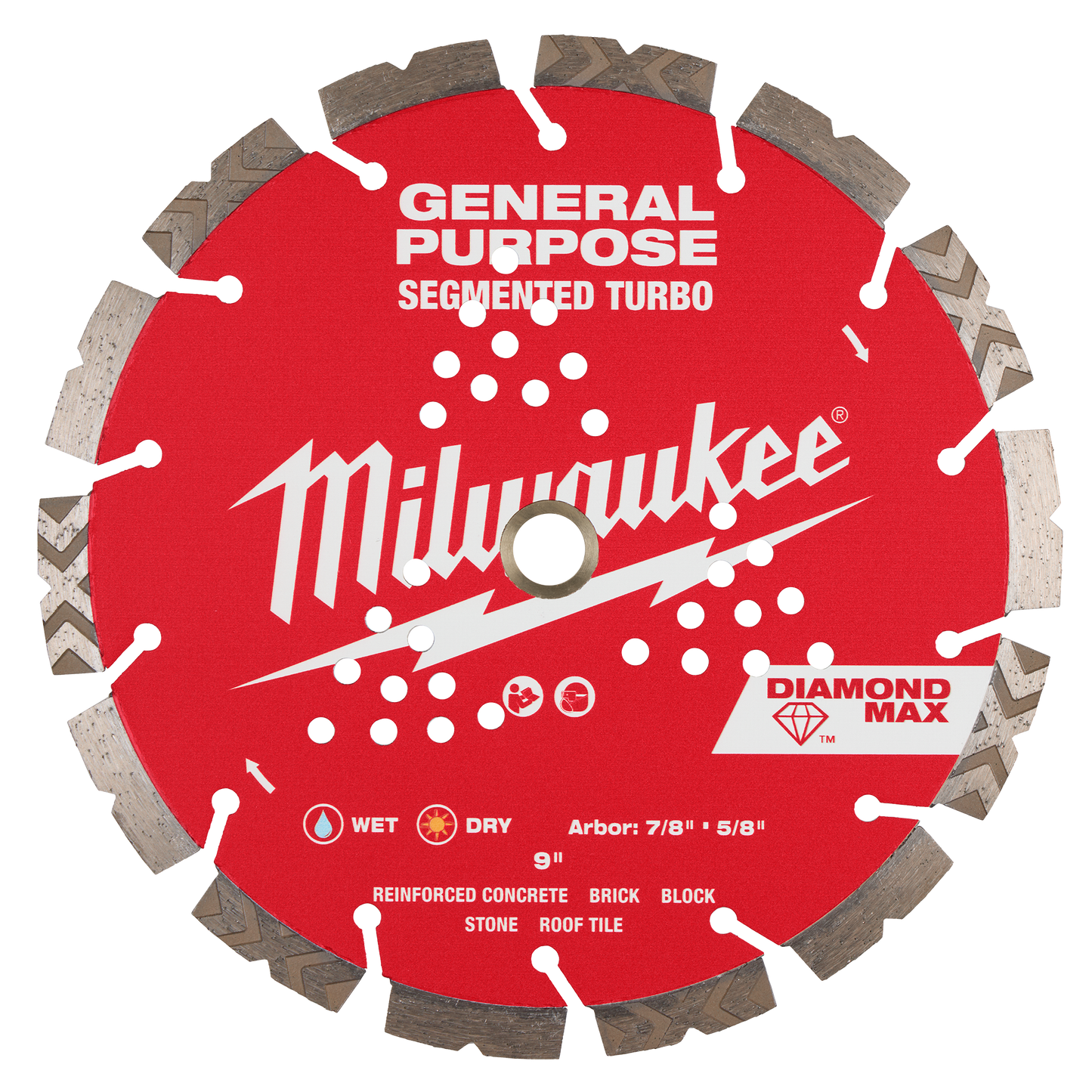 Milwaukee 9" DIAMOND MAX™ Segmented Turbo, General Purpose Diamond Blade