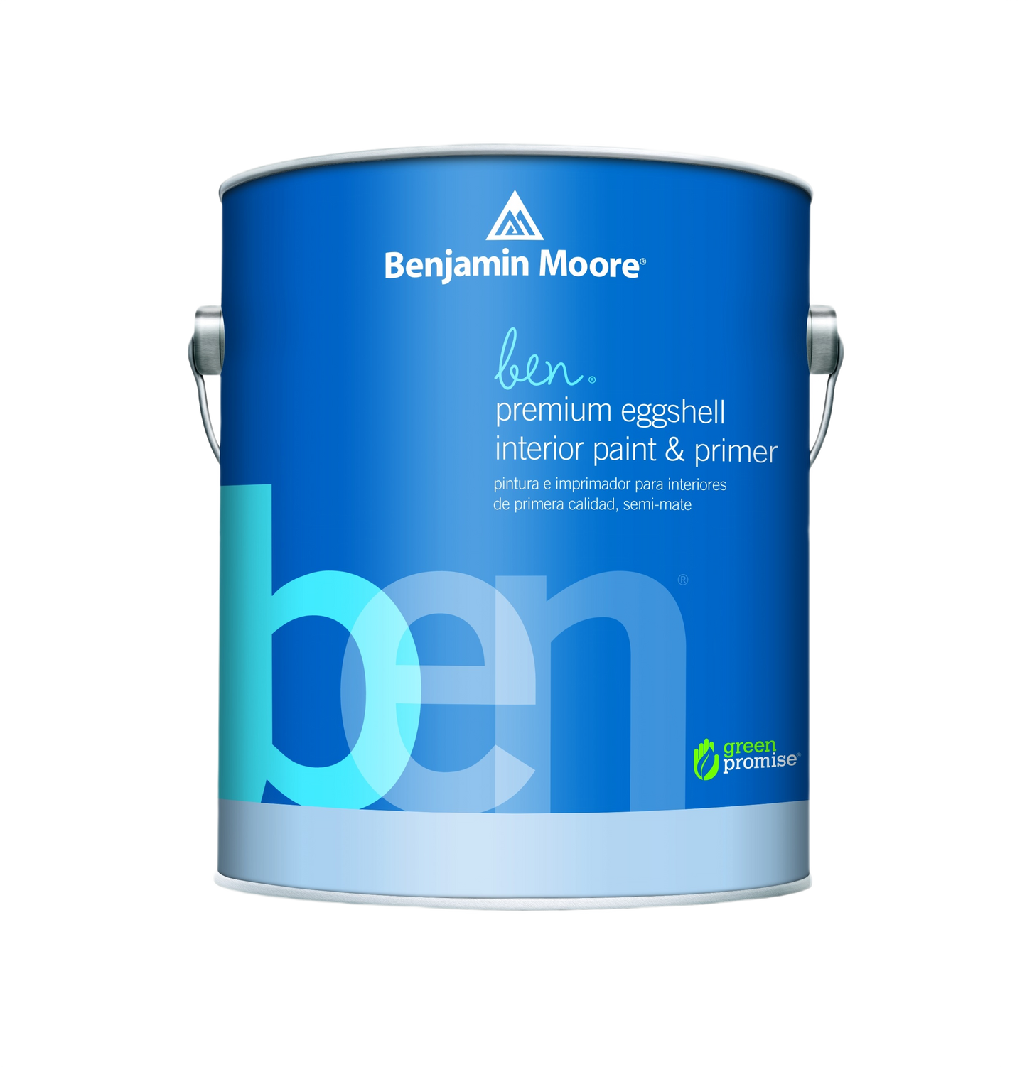 Blue 1-quart can of premium eggshell interior paint and primer for home improvement projects