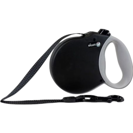 Black retractable leash with soft grip handle and reflective belt for small dogs in pet supplies collections under $50