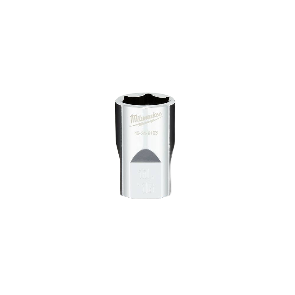 Polished chrome 11/16 inch standard socket with four flat sides for hand tools and woodworking collections under $50