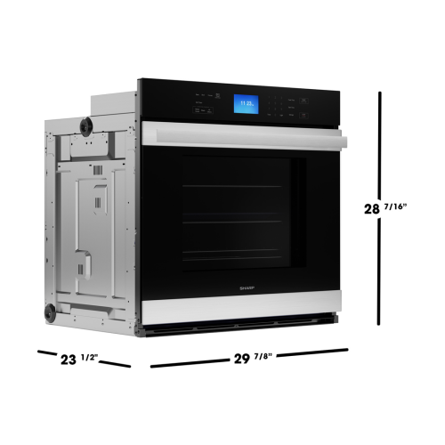 Built-in electric single wall oven with true convection, black glass front, stainless steel handle from Kitchen & Kitchenware collection