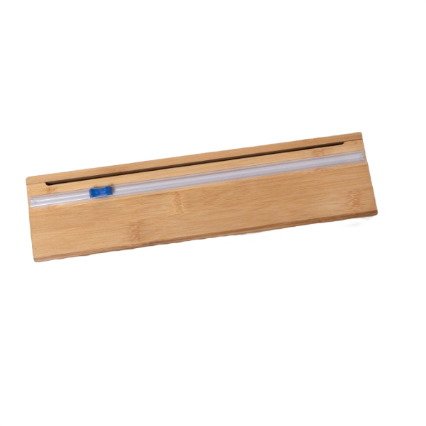 Bamboo wrap dispenser with built-in cutter for plastic wrap and foil rolls in kitchenware under 50 dollars