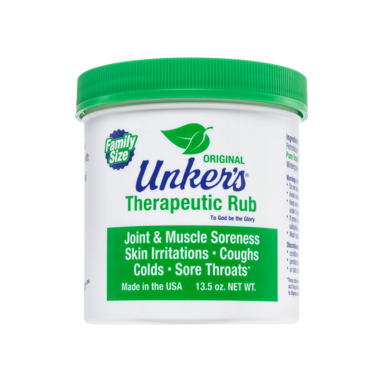 White container of therapeutic rub for joint and muscle relief with green lid in Health & Beauty collection