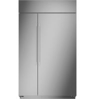Tall stainless steel built-in side-by-side refrigerator with vertical handles, part of Refrigerators and Kitchen & Kitchenware collections