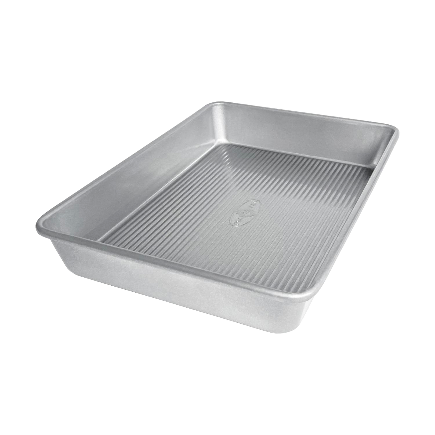Rectangular silver baking pan with textured base for even heat distribution in bakeware and kitchenware collections