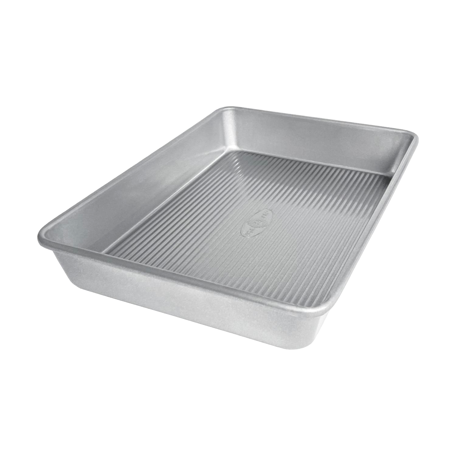 Rectangular silver baking pan with textured base for even heat distribution in bakeware and kitchenware collections