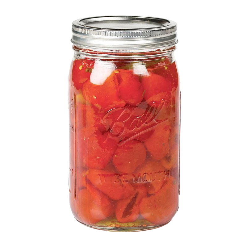 Clear wide mouth quart jar filled with preserved red peppers in Kitchenware and Home Improvement collections