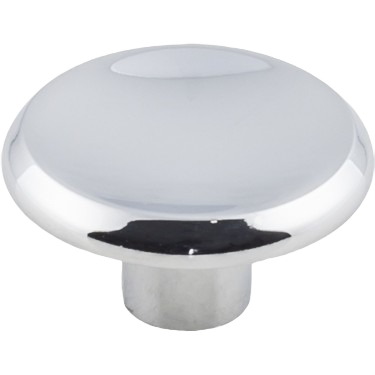 Polished chrome cabinet knob with smooth dome top, suitable for furniture hardware and home improvement projects under $50