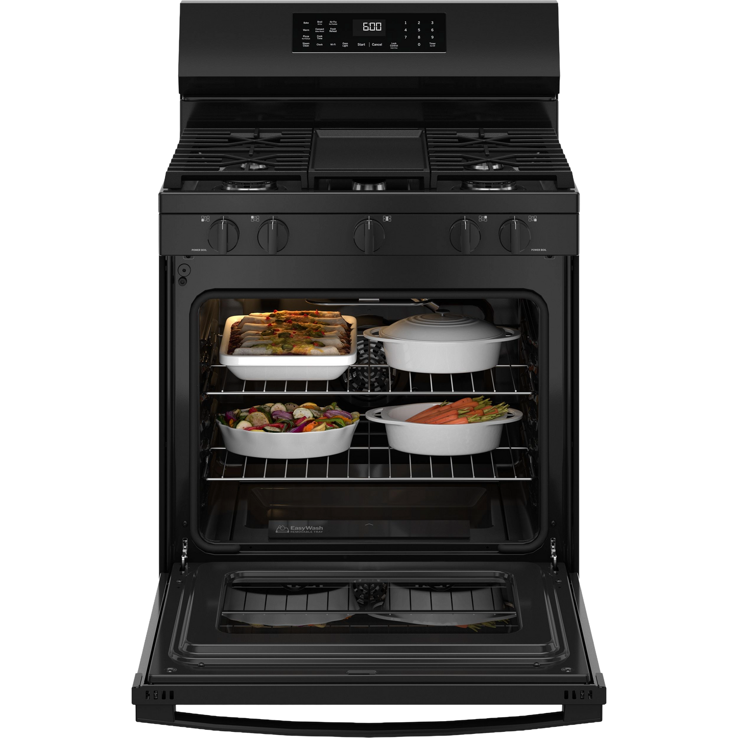 GE® 30" Free-Standing Gas Convection Range with No Preheat Air Fry and EasyWash™ Oven Tray